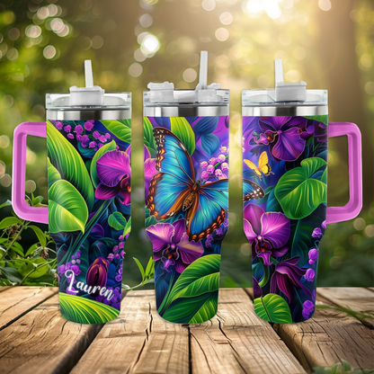 Shineful Personalized Tumbler Gorgeous Blue Butterfly