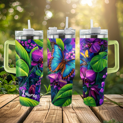 Shineful Personalized Tumbler Gorgeous Blue Butterfly