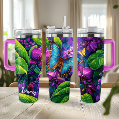 Shineful Personalized Tumbler Gorgeous Blue Butterfly