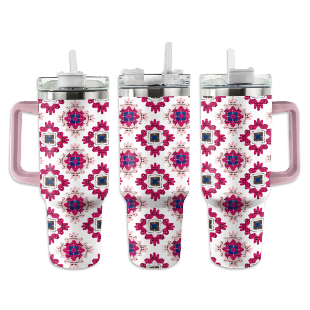 Shineful Tumbler Crochet Granny/Mom Pink Square Blanket KL30