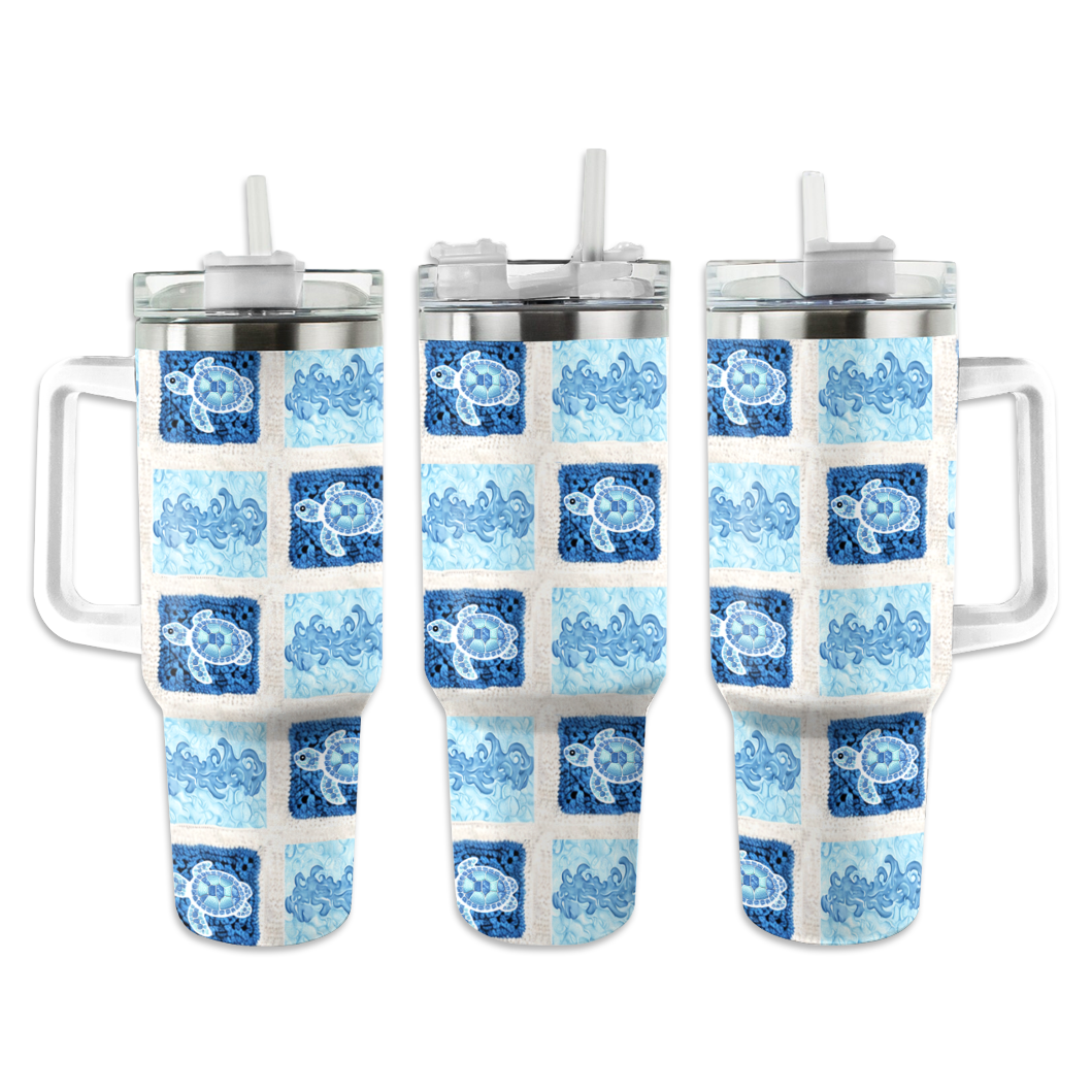 Shineful Tumbler Blue Waves and Turtles