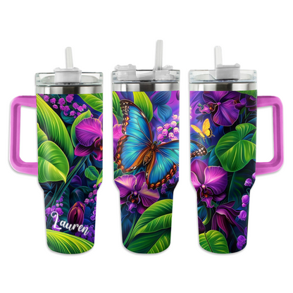 Shineful Personalized Tumbler Gorgeous Blue Butterfly