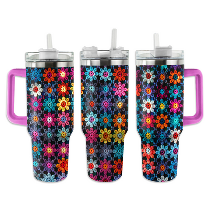 Shineful Tumbler Crochet Granny/Mom Vibrant Flowers Blanket