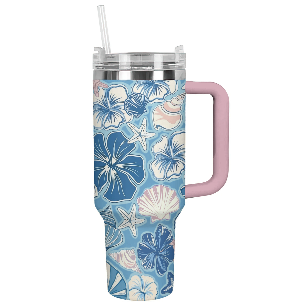 Shineful Tumbler Aqua Blue Seaside Hibiscus Haven