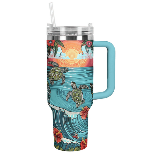 Shineful Tumbler Turtle Sunset Tranquility