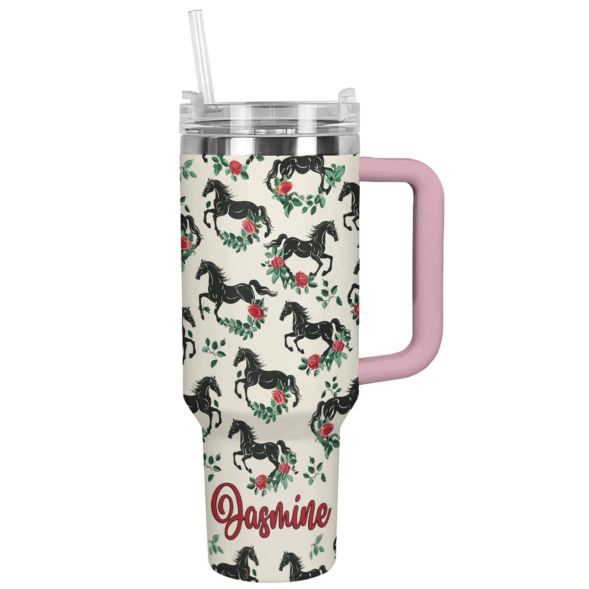 Shineful Personalized Tumbler Galloping Roses Horses