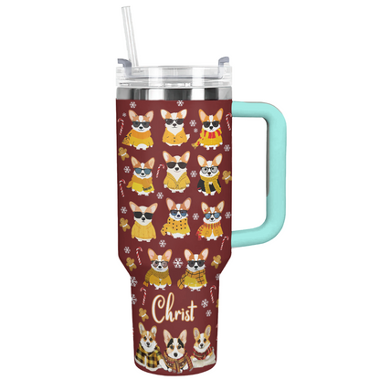 Shineful Personalized Tumbler Cozy Yellow Corgi