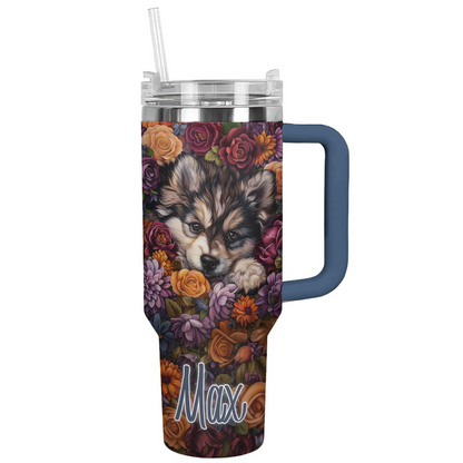 Shineful Personalized Tumbler Cute Floral Pomsky