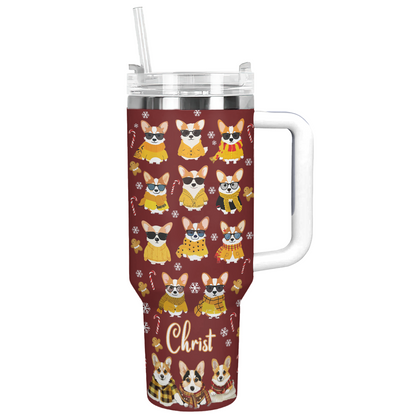 Shineful Personalized Tumbler Cozy Yellow Corgi