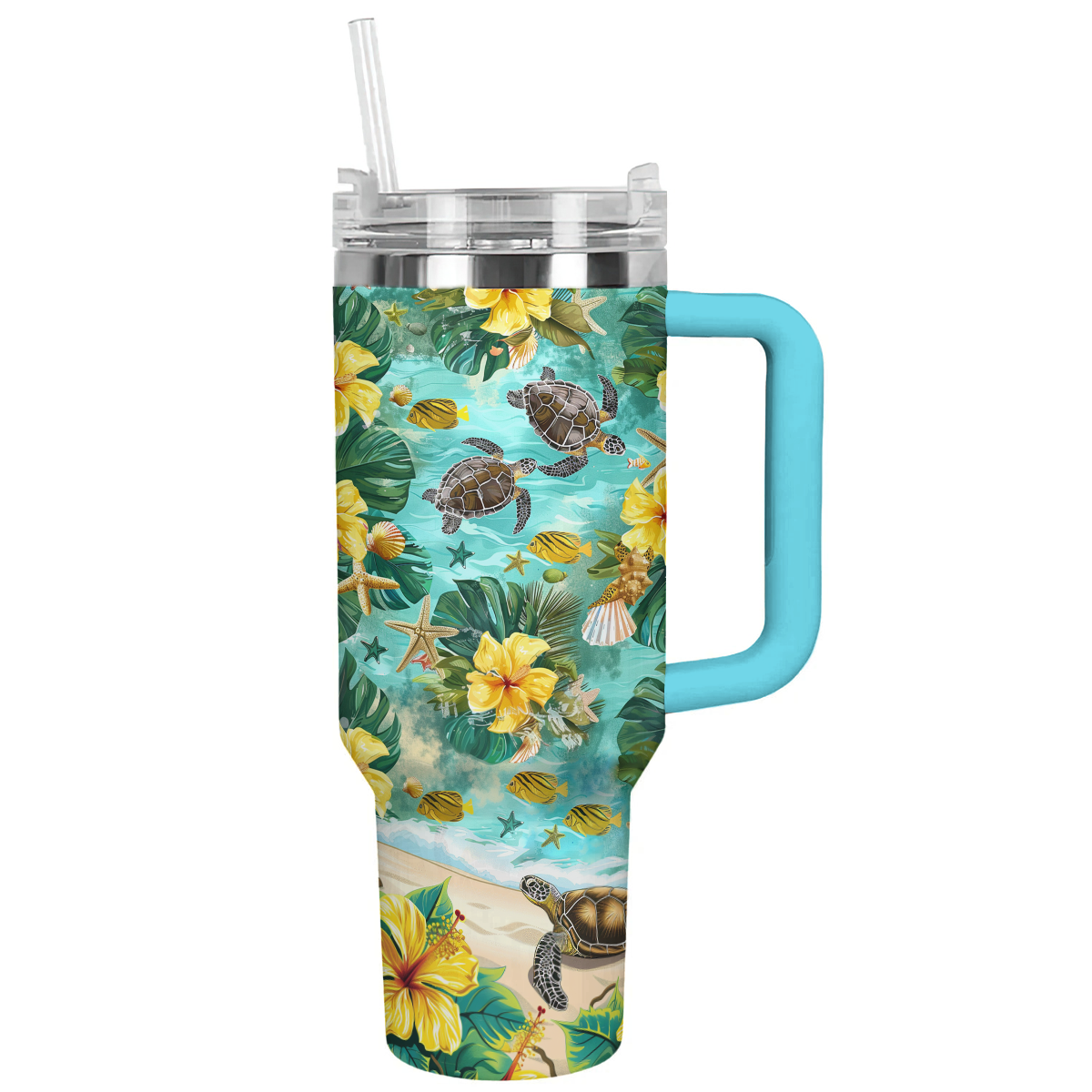 Shineful Tumbler Hibiscus Turtle Bliss