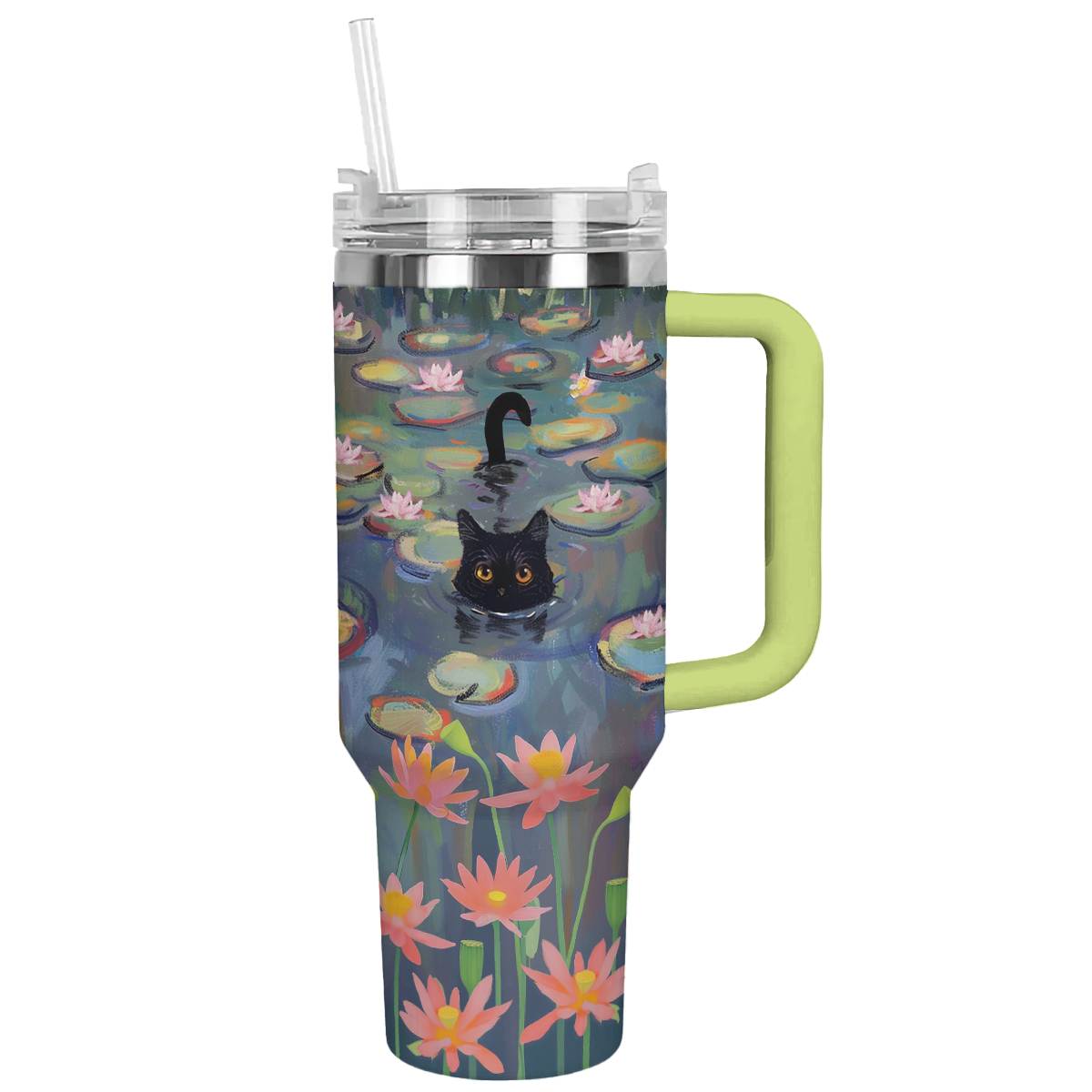 Shineful Tumbler Water Lilies Black Cat