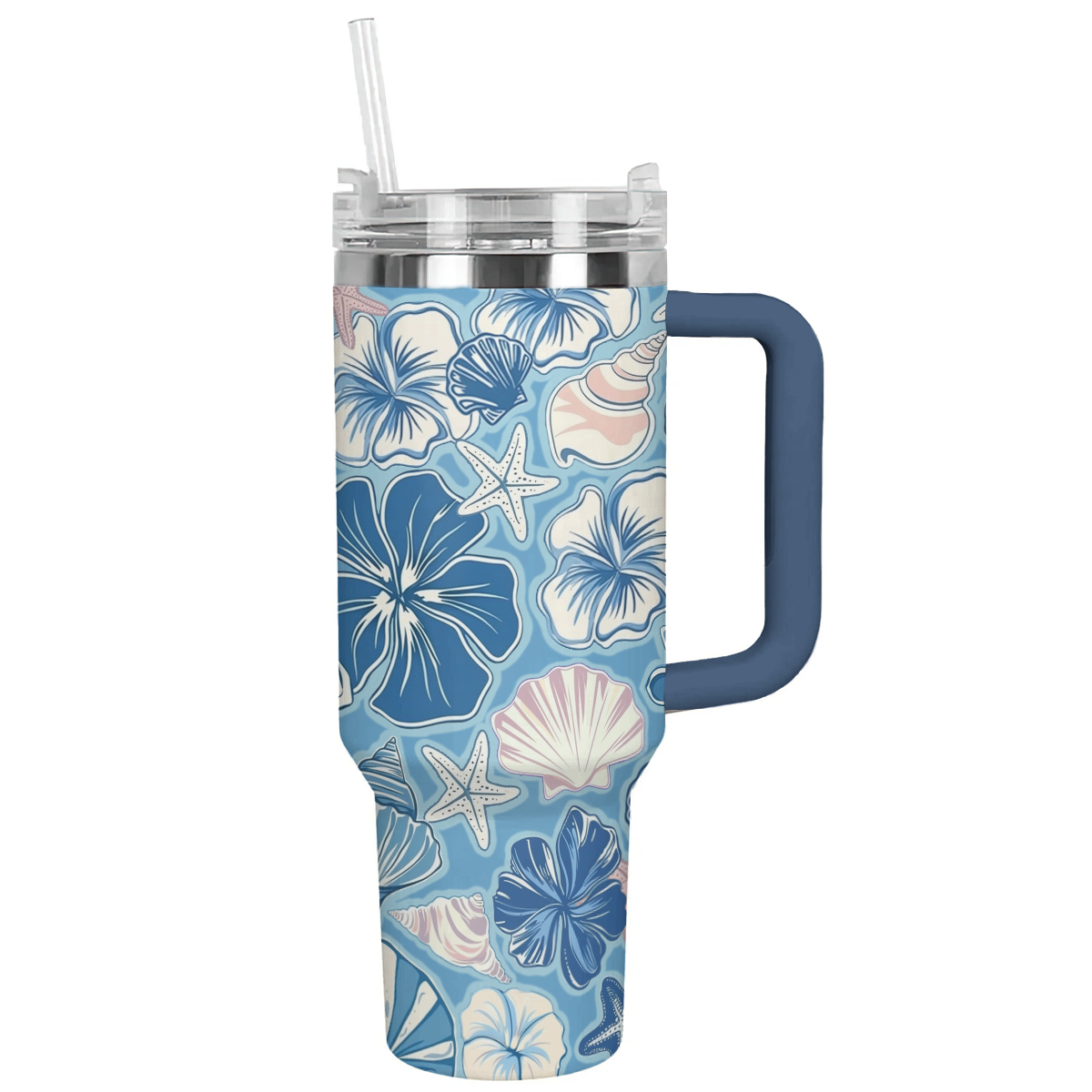 Shineful Tumbler Aqua Blue Seaside Hibiscus Haven