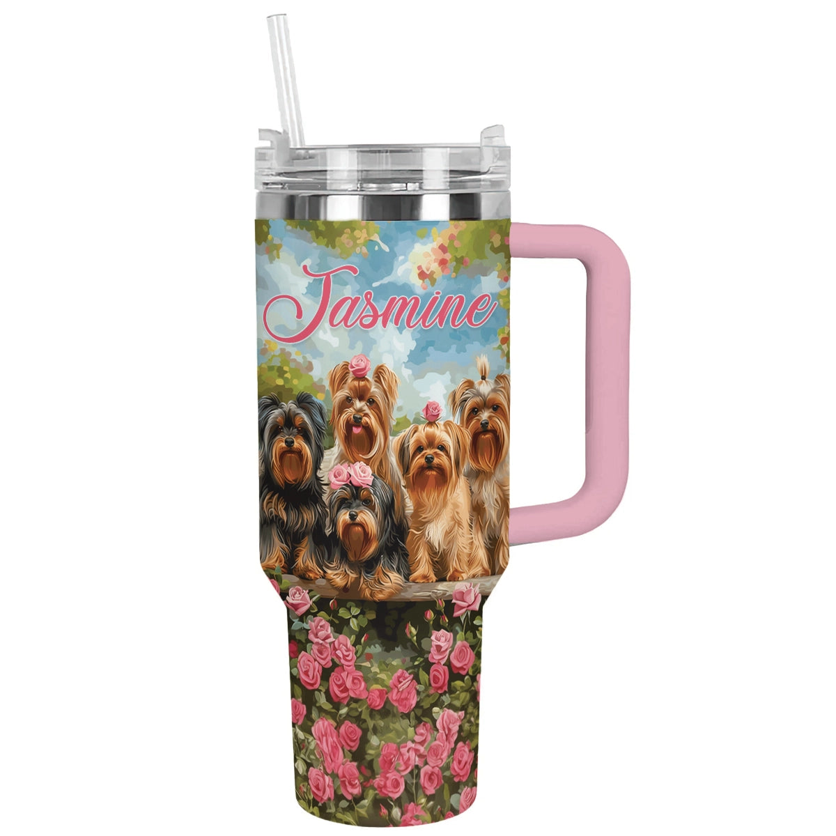 Shineful Tumbler Personalized Yorkie Garden