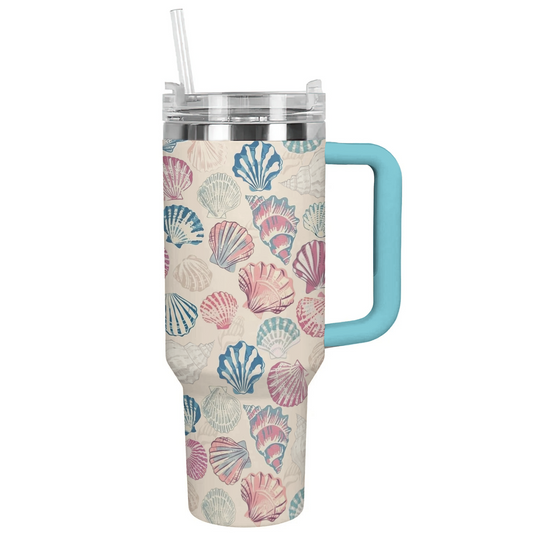 Shineful Tumbler Blau &amp; Rosa Bunte Muscheln