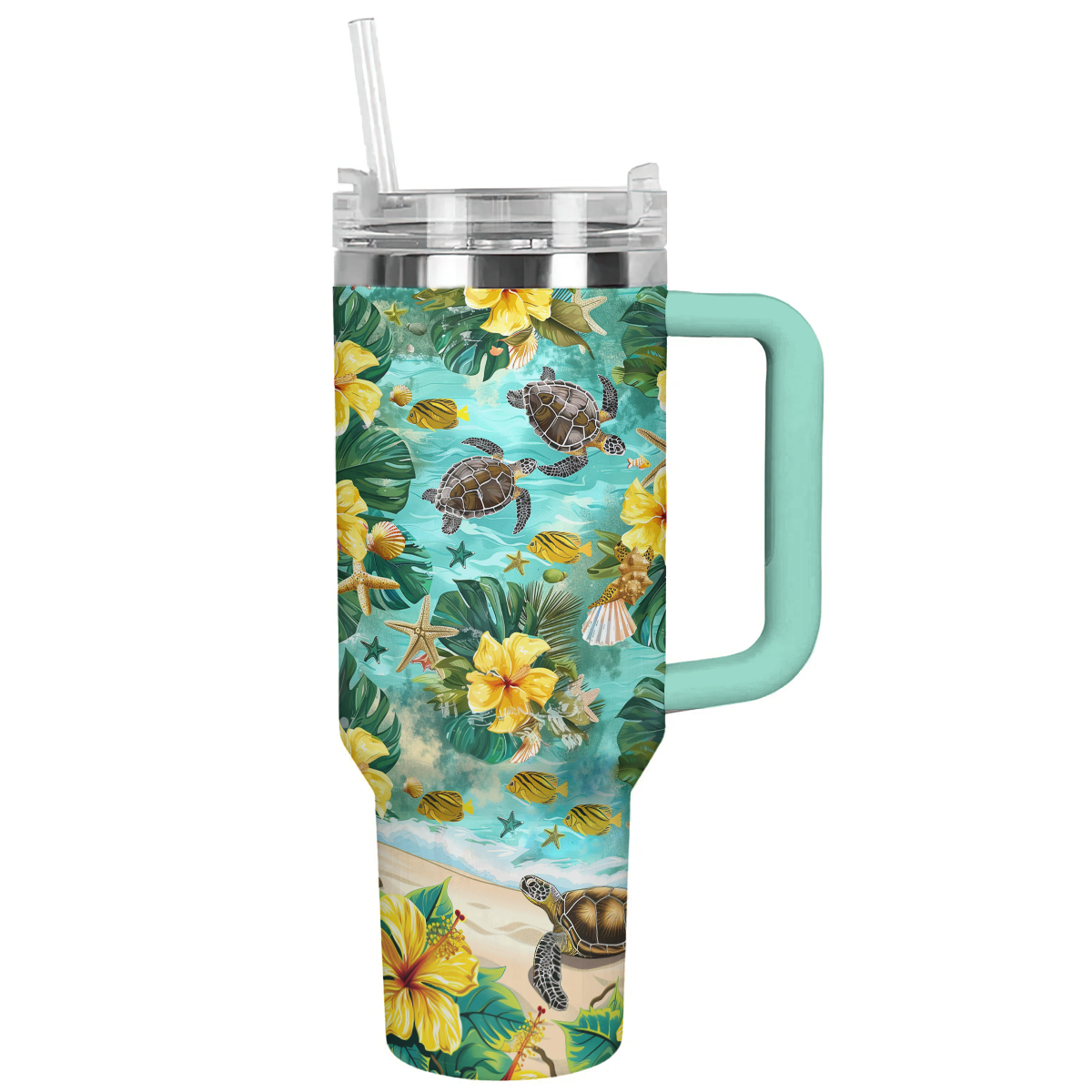 Shineful Tumbler Hibiscus Turtle Bliss