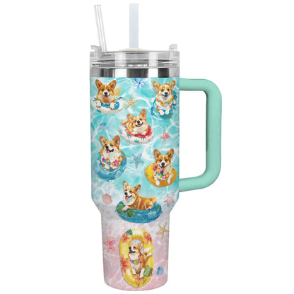 Shineful Tumbler Tropical Corgi Beach