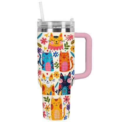 Shineful Tumbler Cat Floral Feline Fiesta