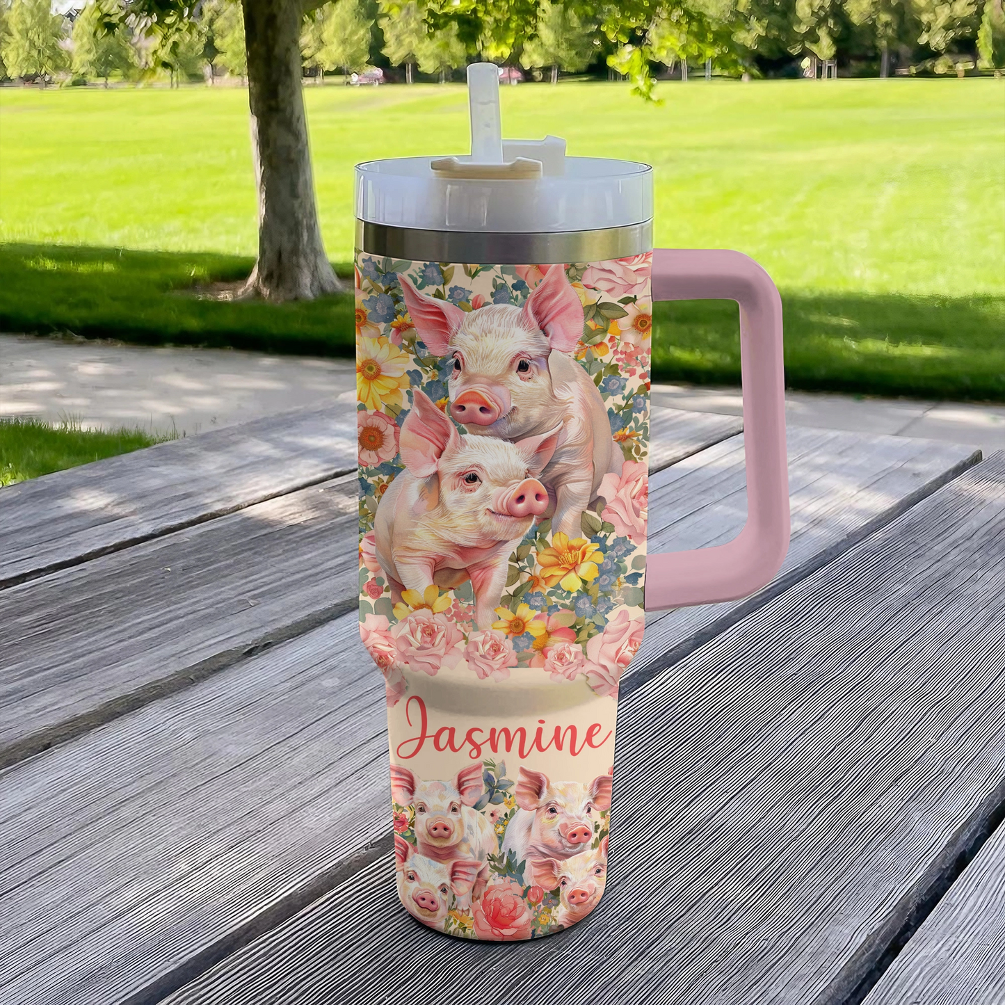 Shineful Tumbler Floral Piglet Delight