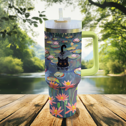 Shineful Tumbler Water Lilies Black Cat