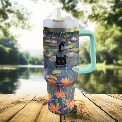 Shineful Tumbler Water Lilies Black Cat