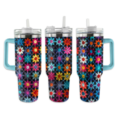 Shineful Tumbler Crochet Granny/Mom Vibrant Flowers Blanket