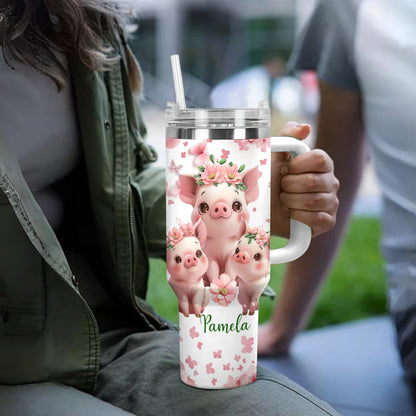 Shineful Tumbler Floral Piglet Pal