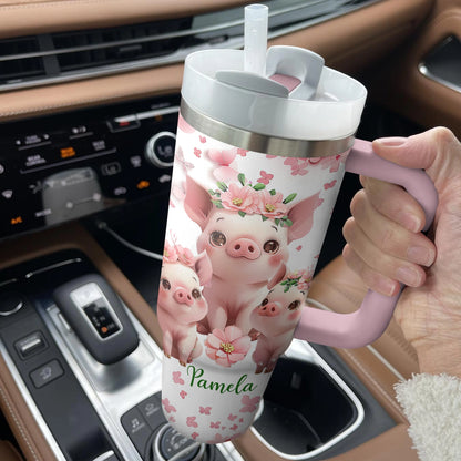 Shineful Tumbler Floral Piglet Pal