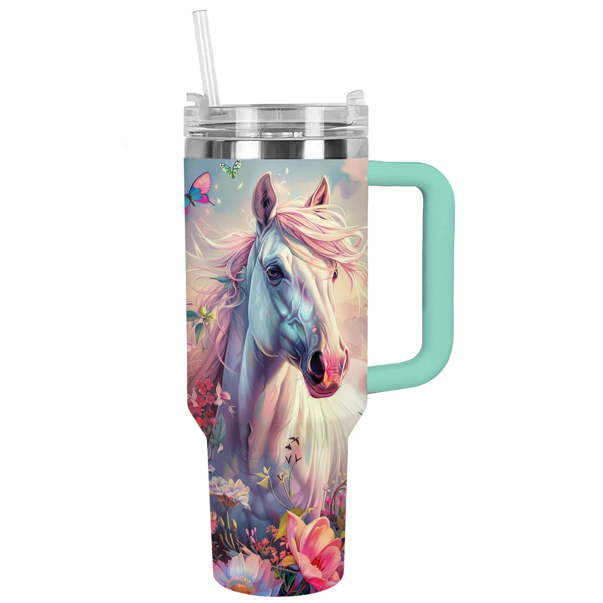 Shineful Tumbler Pink Floral Horse