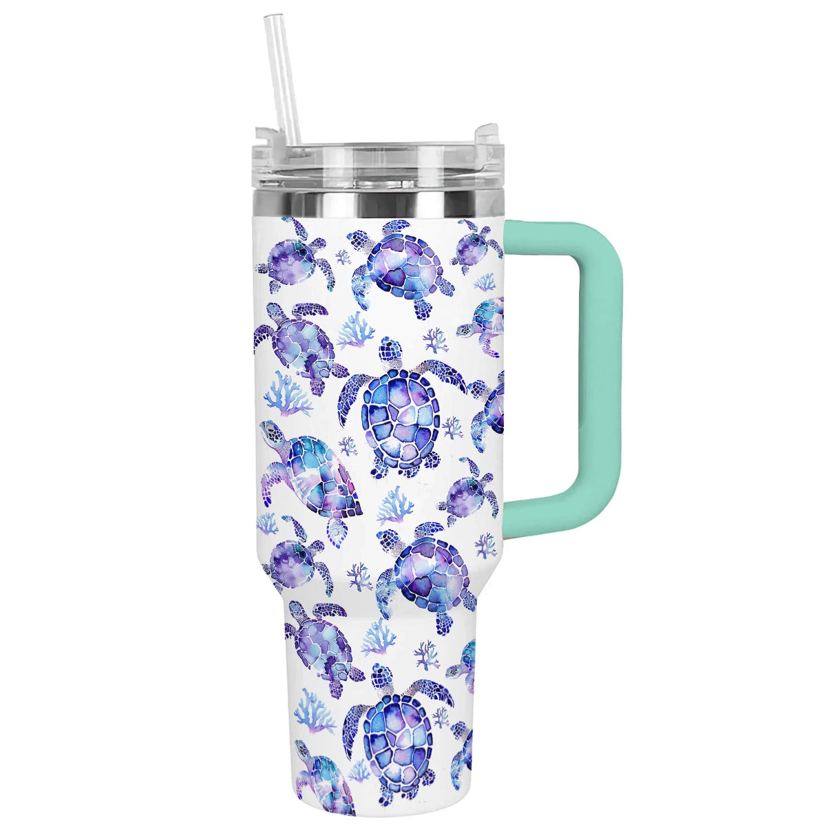 Shineful Tumbler Tropical Purple Turtle Paradise