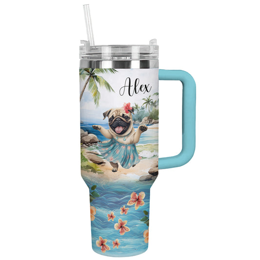 Shineful Tumbler Personalized Dancing Pug