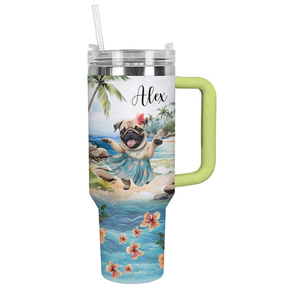 Shineful Tumbler Personalized Dancing Pug