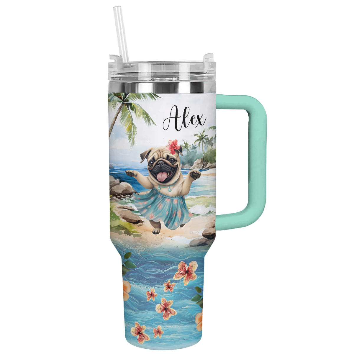 Shineful Tumbler Personalized Dancing Pug