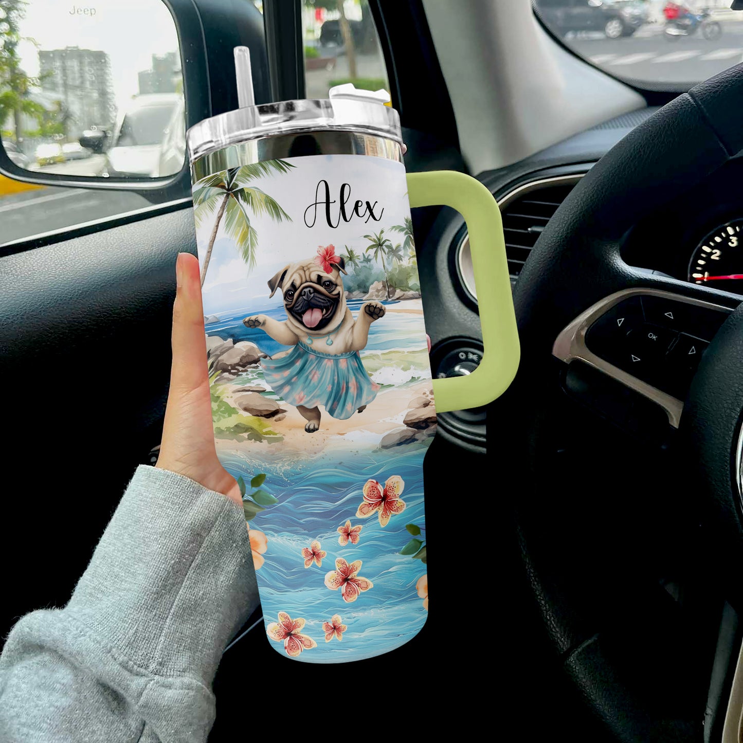 Shineful Tumbler Personalized Dancing Pug