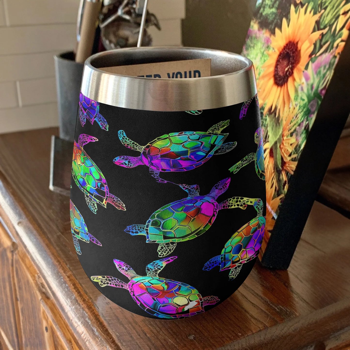 Turtle 12 Oz Shineful™ Wine Tumbler Colorful V1 Vq03 12Oz