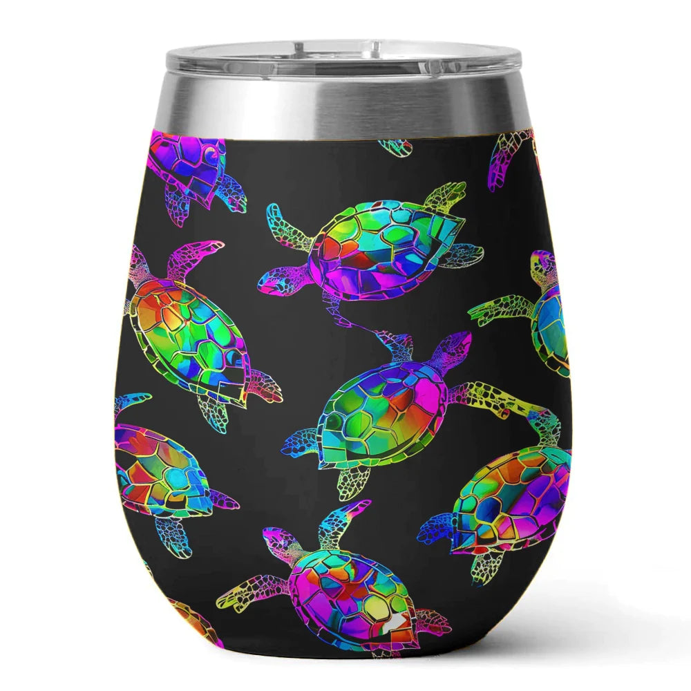 Turtle 12 Oz Shineful™ Wine Tumbler Colorful V1 Vq03 12Oz