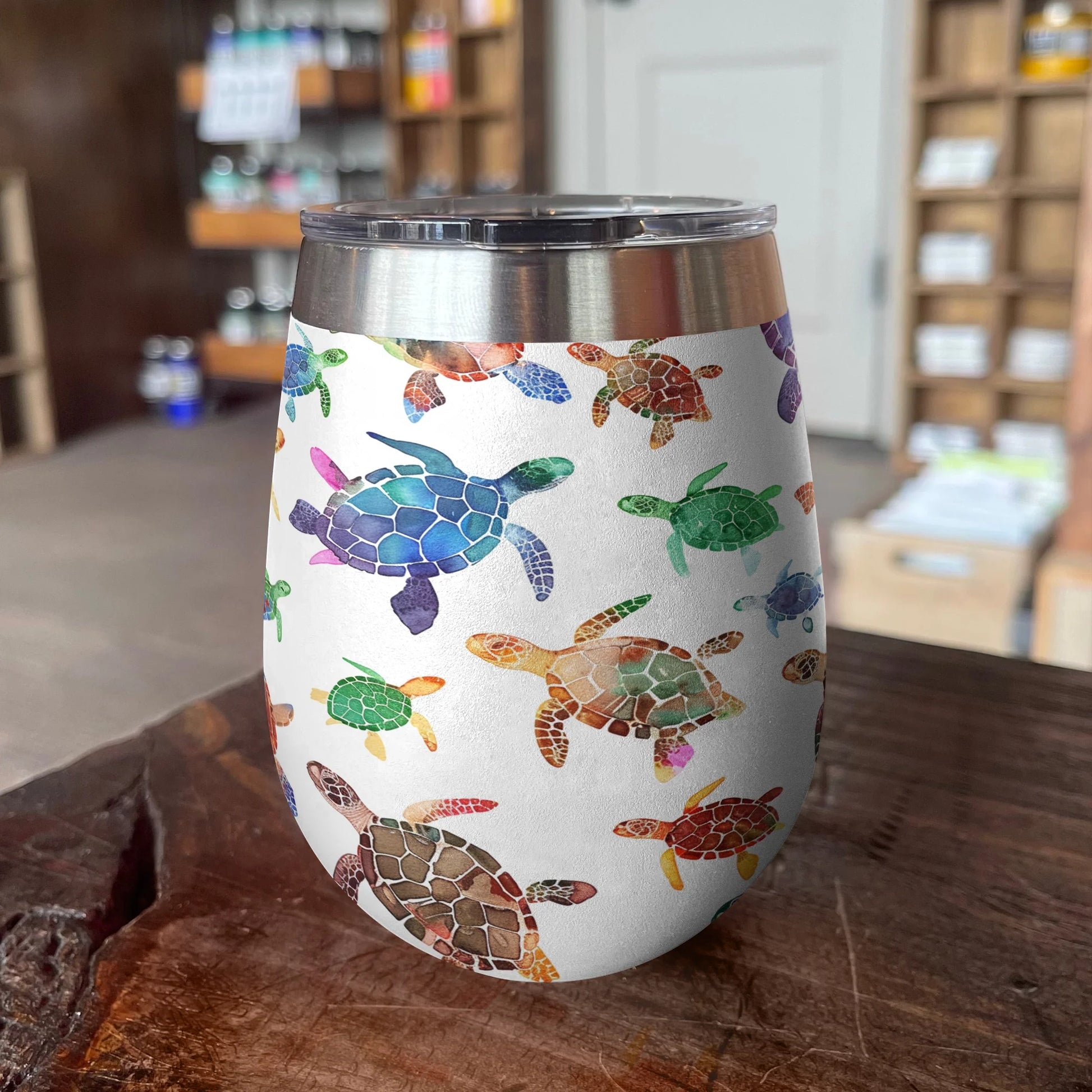 Turtle 12 Oz Shineful™ Wine Tumbler Colorful V2 Vq03 12Oz