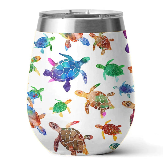 Turtle 12 Oz Shineful™ Wine Tumbler Colorful V2 Vq03 12Oz