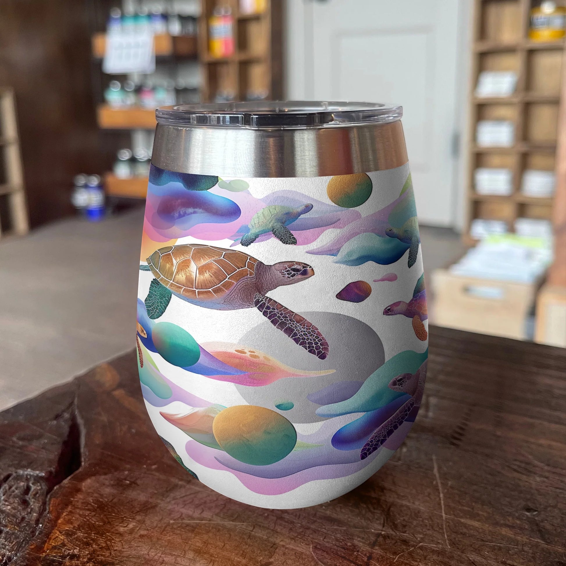 Turtle 12 Oz Shineful™ Wine Tumbler Colorful V3 Vq03 12Oz