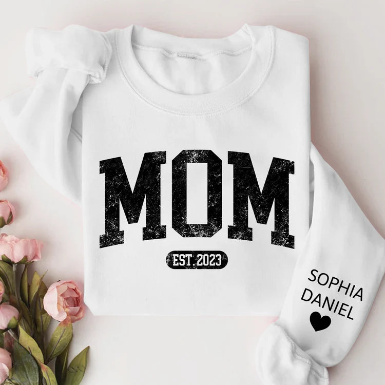 Shineful Fleece Crewneck Sweatshirt Personalized Mom, Mama, Mum, Mommy And Kids