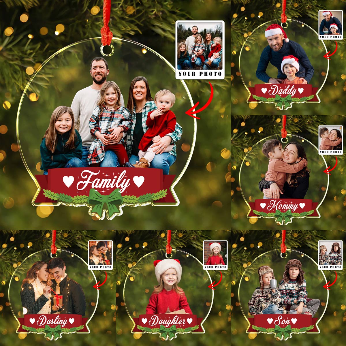 Shiny Dekoration Ornament Foto hochladen Familie personalisiert