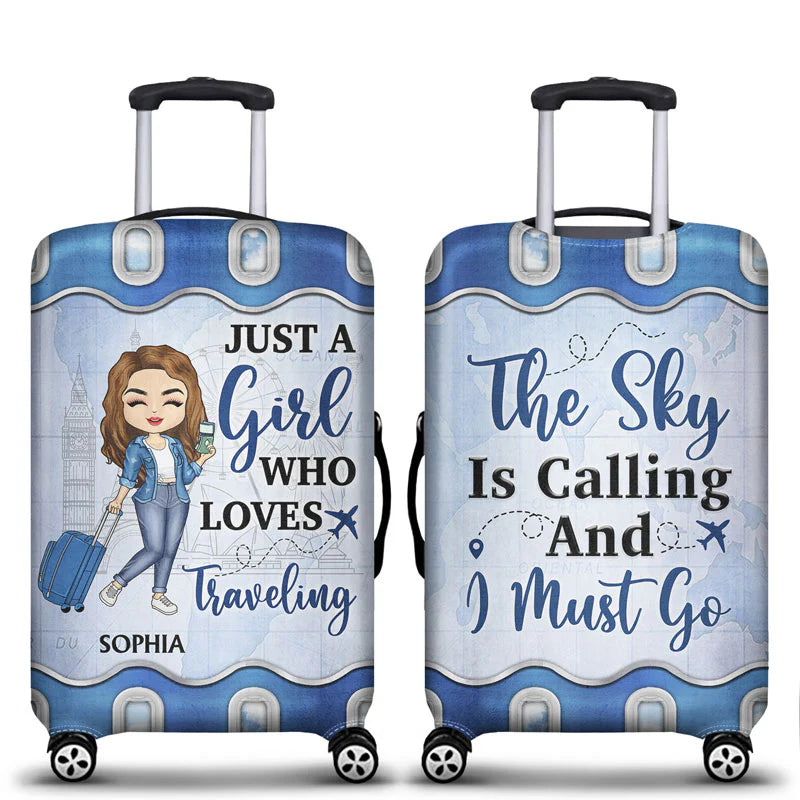 Shineful Gift For Traveling Lovers - Just A Girl Boy Who Loves Traveling Personalized Luggage Cover