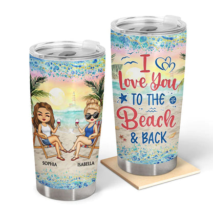 Shiny Tumbler 20 Oz Ich liebe dich bis zum Strand und zurück beste Freunde personalisiert