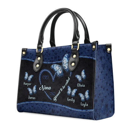 Shineful Blessed To Be Called Grandma Personalized Leather Bag