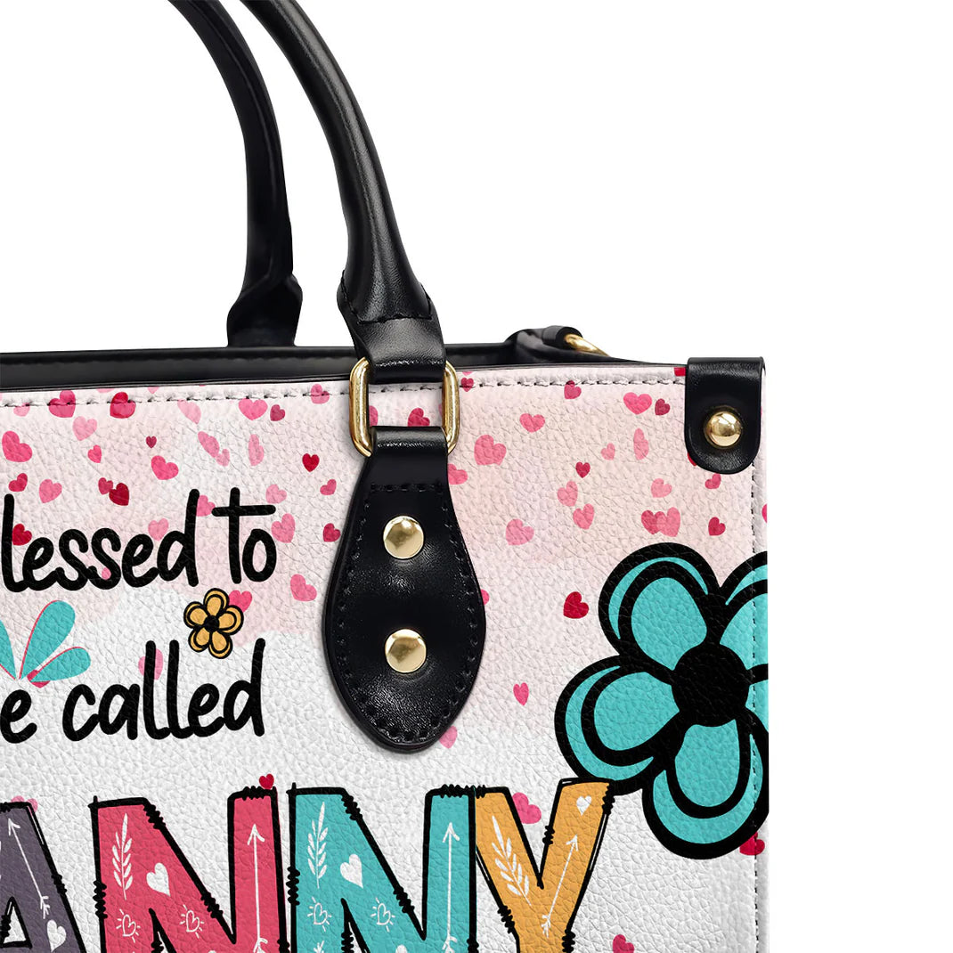 Shineful Blessed To Be Called Grandma/Nana Personalized Leather Bag