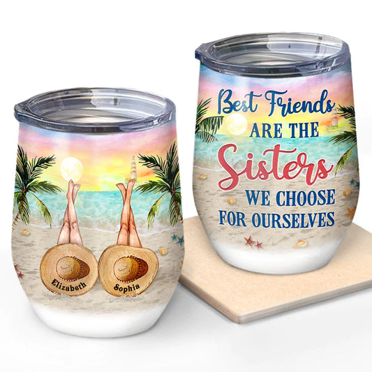 Verre à vin brillant Beach Bestie Choisissez pour nous-mêmes Personnalisé