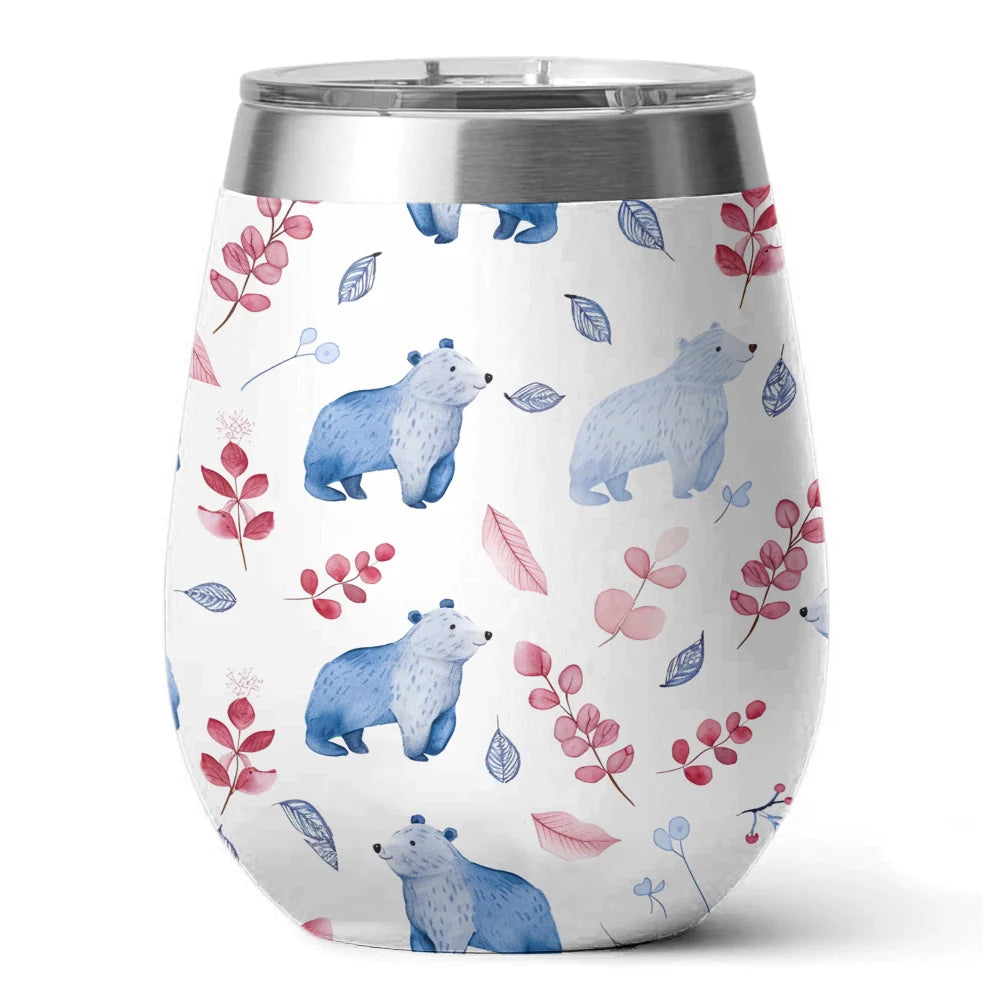 Bear 12 Oz Shineful™ Wine Tumbler White Vq03 12Oz