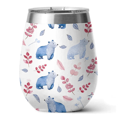 Bear 12 Oz Shineful™ Wine Tumbler White Vq03 12Oz