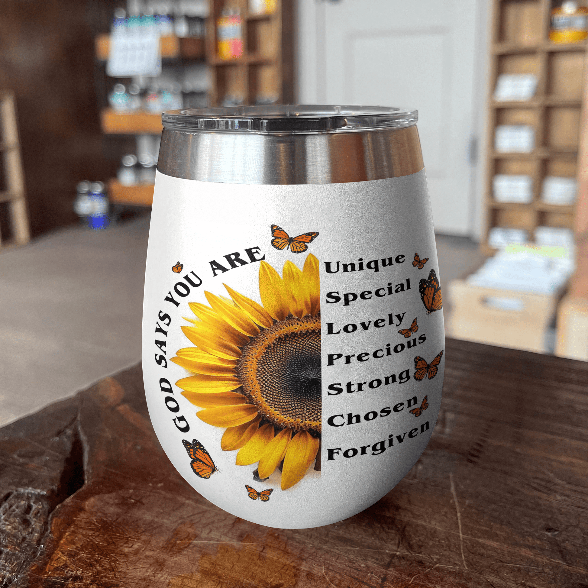 Sunflower 12 Oz Shineful™ Wine Tumbler God Say You Are Vq03 12Oz