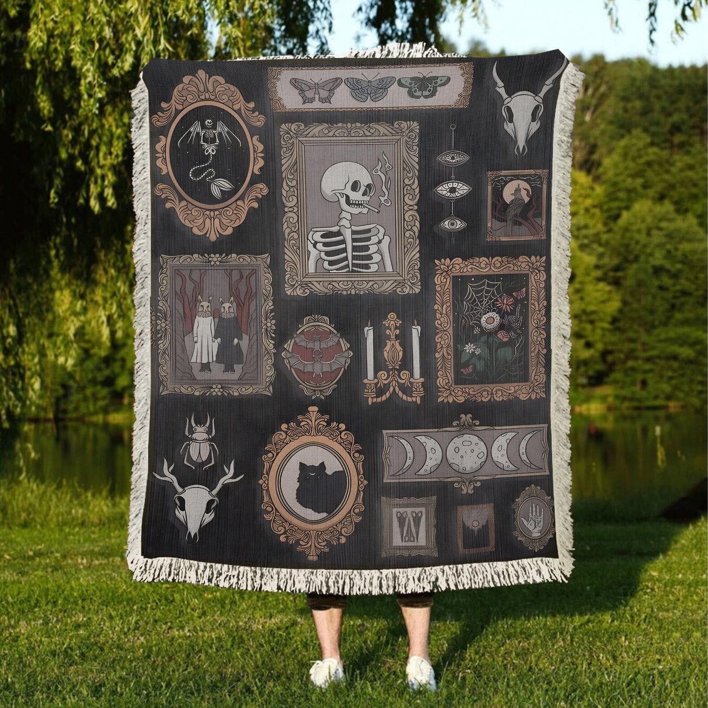 Shineful Woven Tapestry Throw Blanket Mystic Witchy Collage