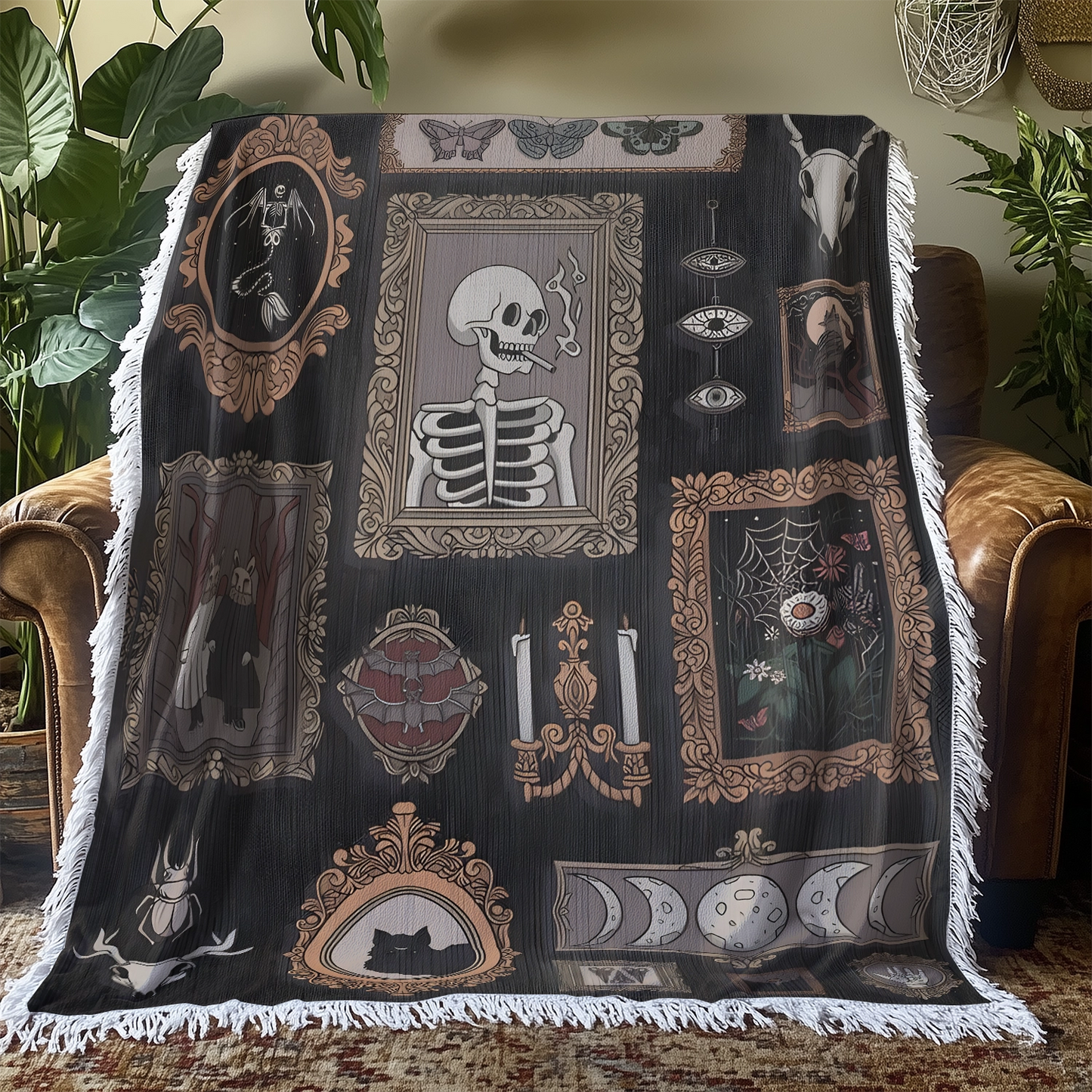 Shineful Woven Tapestry Throw Blanket Mystic Witchy Collage